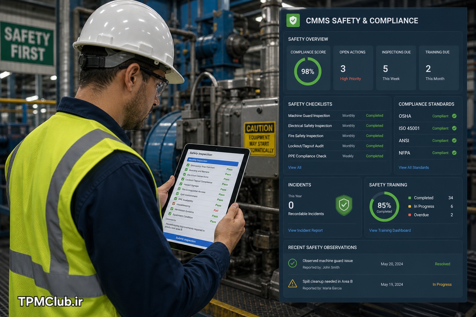 رعایت ایمنی صنعتی با استفاده از چک لیست‌های CMMS در عملیات تعمیرات