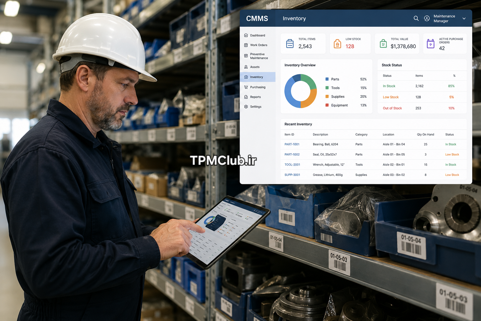 مدیریت موجودی قطعات یدکی و انبار تعمیرات با نرم افزار CMMS