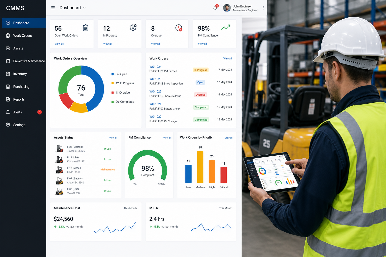 نرم افزار CMMS برای مدیریت نگهداری و تعمیرات لیفتراک و ثبت سوابق تعمیرات