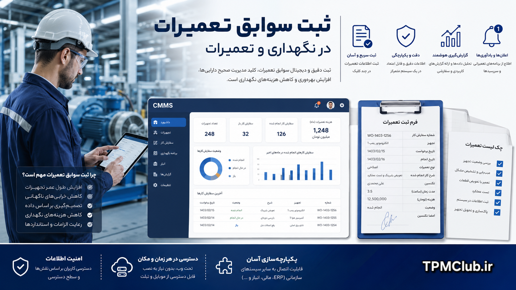 اینفوگرافیک ثبت سوابق تعمیرات در سیستم نگهداری و تعمیرات صنعتی